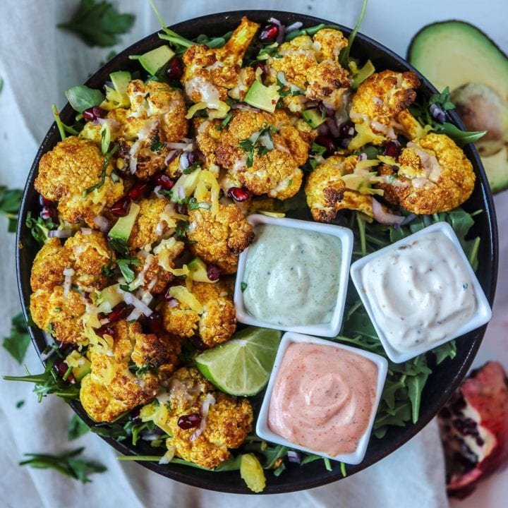 Cauliflower “Wings” & 3 Tofu Dipping Sauces