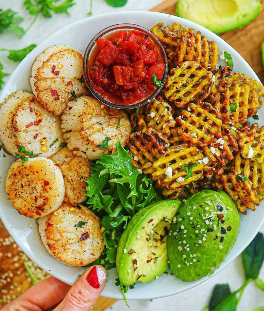 Ranch Seasoned Waffle Fries and Garlic Ghee Scallops