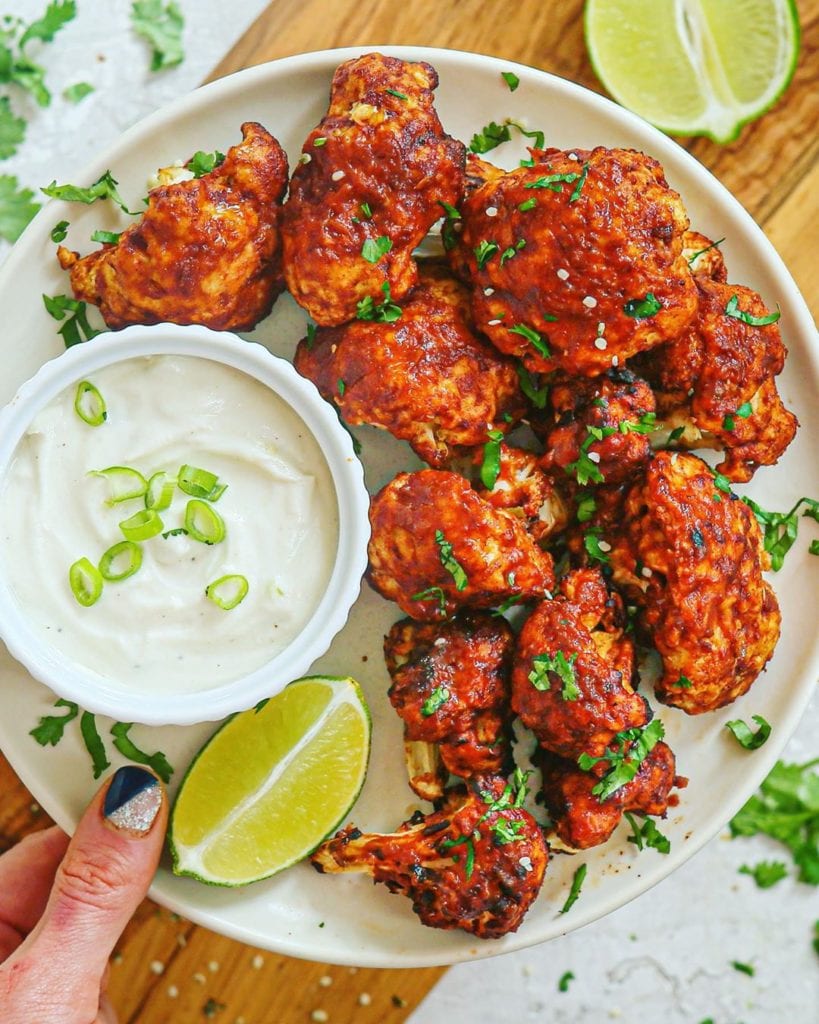 Air Fried Barbecue Cauliflower Wings and Dairy Free French Onion Dip