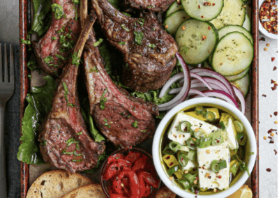 Easy Roasted Moroccan Rack of Lamb with Honey-Olive Oil Feta
