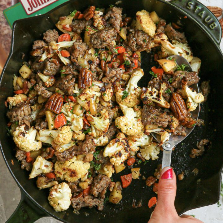 Grain-Free Cauliflower Stuffing with Apples and Sausage