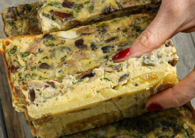 Potato Crusted Mushroom and Chicken Sausage Frittata