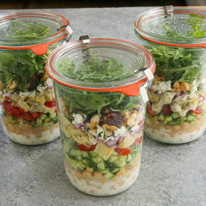 Chickpea Salad Jars with Creamy Caper Dressing